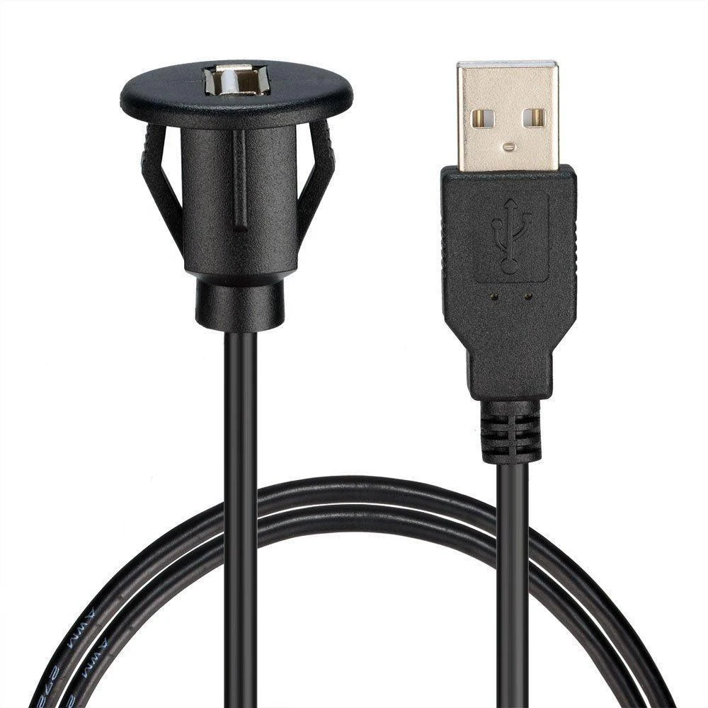 1m Usb Cable Male To Female Aux Flush Waterproof Panel Mount 3ft
