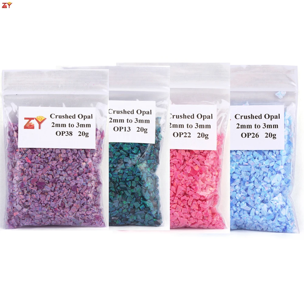 

(MOQ 5 g per size per color) OP01-OP92 Wholesale Price Different Sizes Synthetic Crushed Opal
