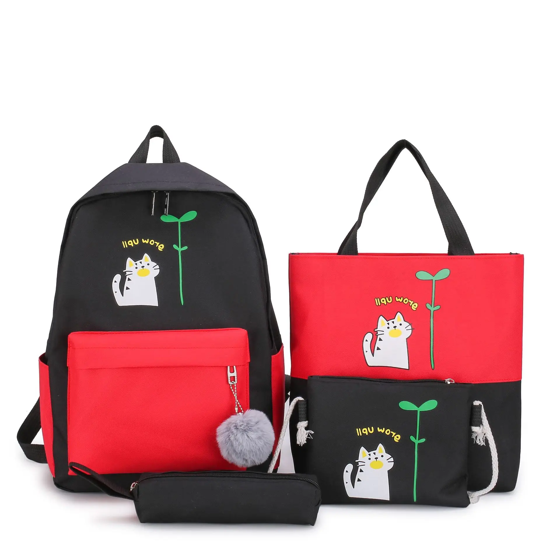 

4 pcs backpack teenager gift cute Canvas girls comfortable trending lovely four pieces shoulders bag Polyester Promotional