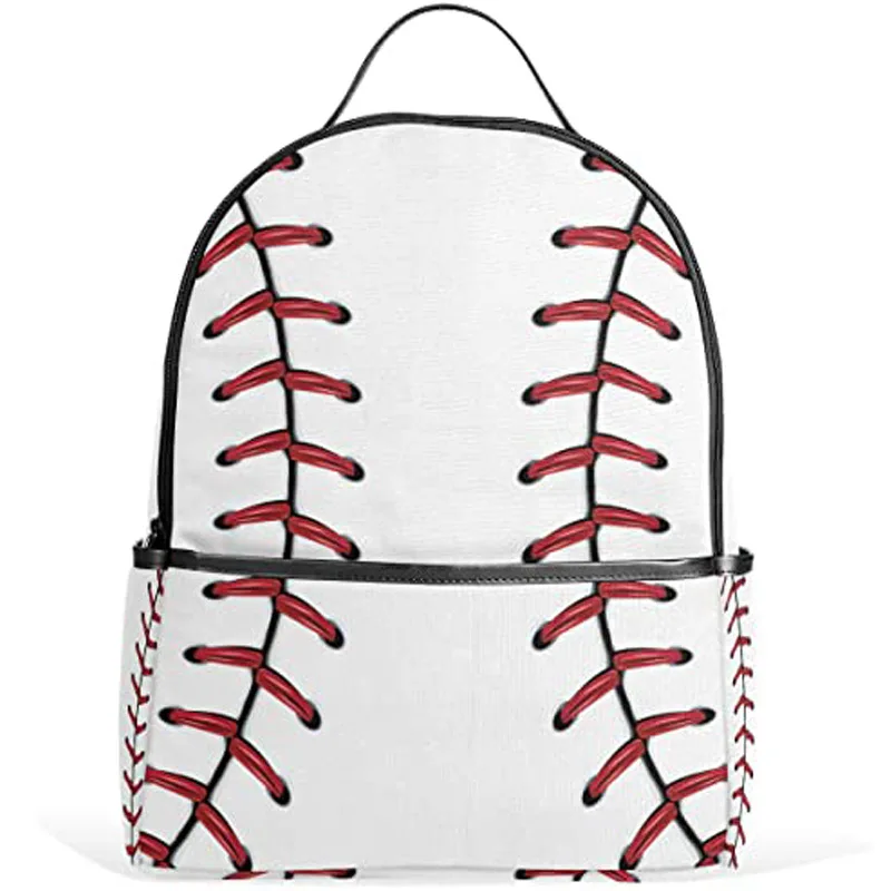 

RTS 50pcs PU Gym Baseball Prints Backpack Wholesale Women PU Faux Leather Sports Backpacks With Black Stripes Baseball Backpack, More