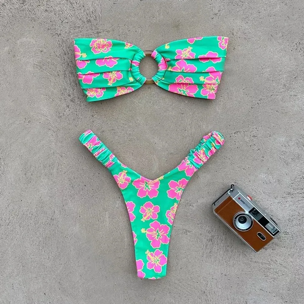 Customized Swimsuit Women OEM Swimsuit Hot Sale Custom Print Swimming Suits Backless Two Piece Bikini