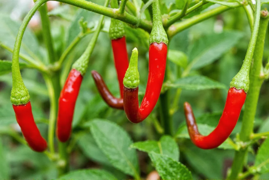 Close-up view of tabasco pepper plants showing upright growing red and green peppers on bushy plant