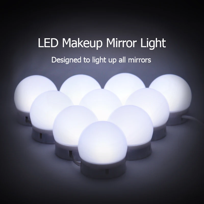 

Chinese factory 10 Bulbs Kit For Dressing Table Dimmable Hollywood Vanity Mirror Wall Make Up makeup led light mirror lamp