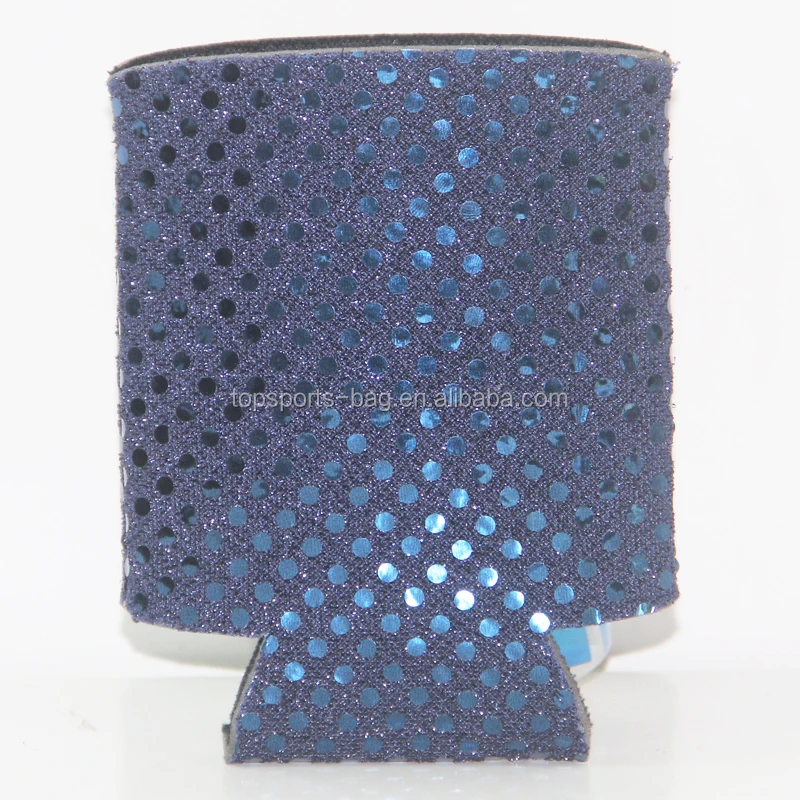 

Dark Blue Sparking Surface Foam Beer Can Cooler Beautiful Custom Beer Stubby Holder for Girls, White or custom