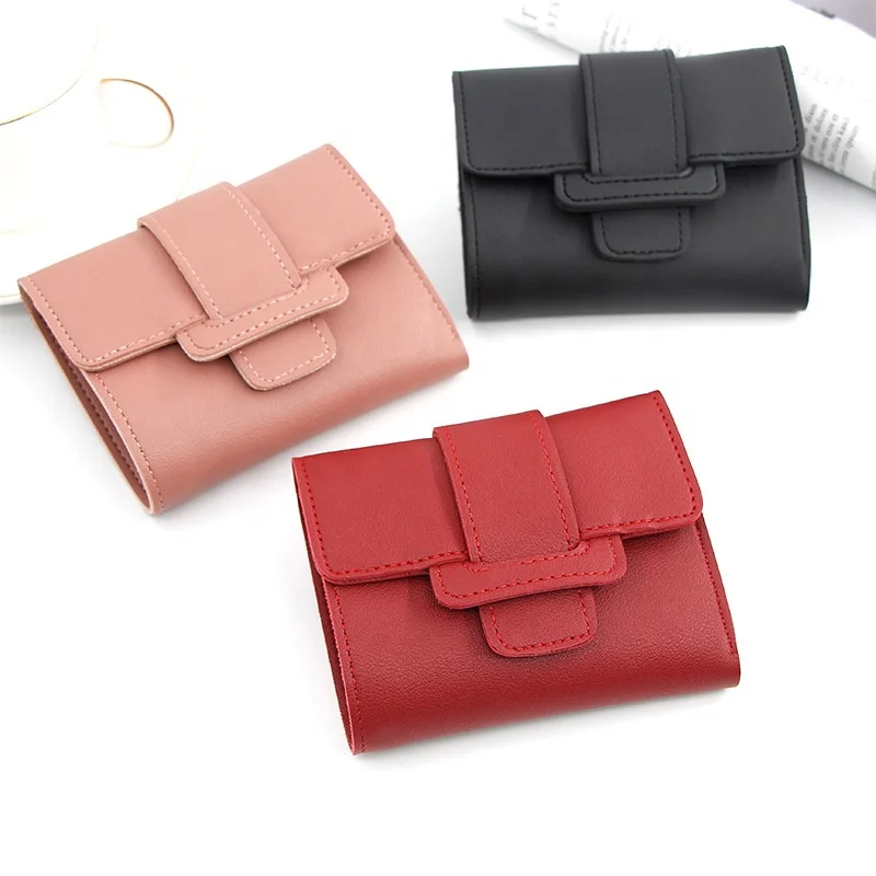 

Latest Arrival Personality Short Student Coin Purse Wallets Solid Color Multi-function Multi-card Holder Wallet For Women, 7 colors