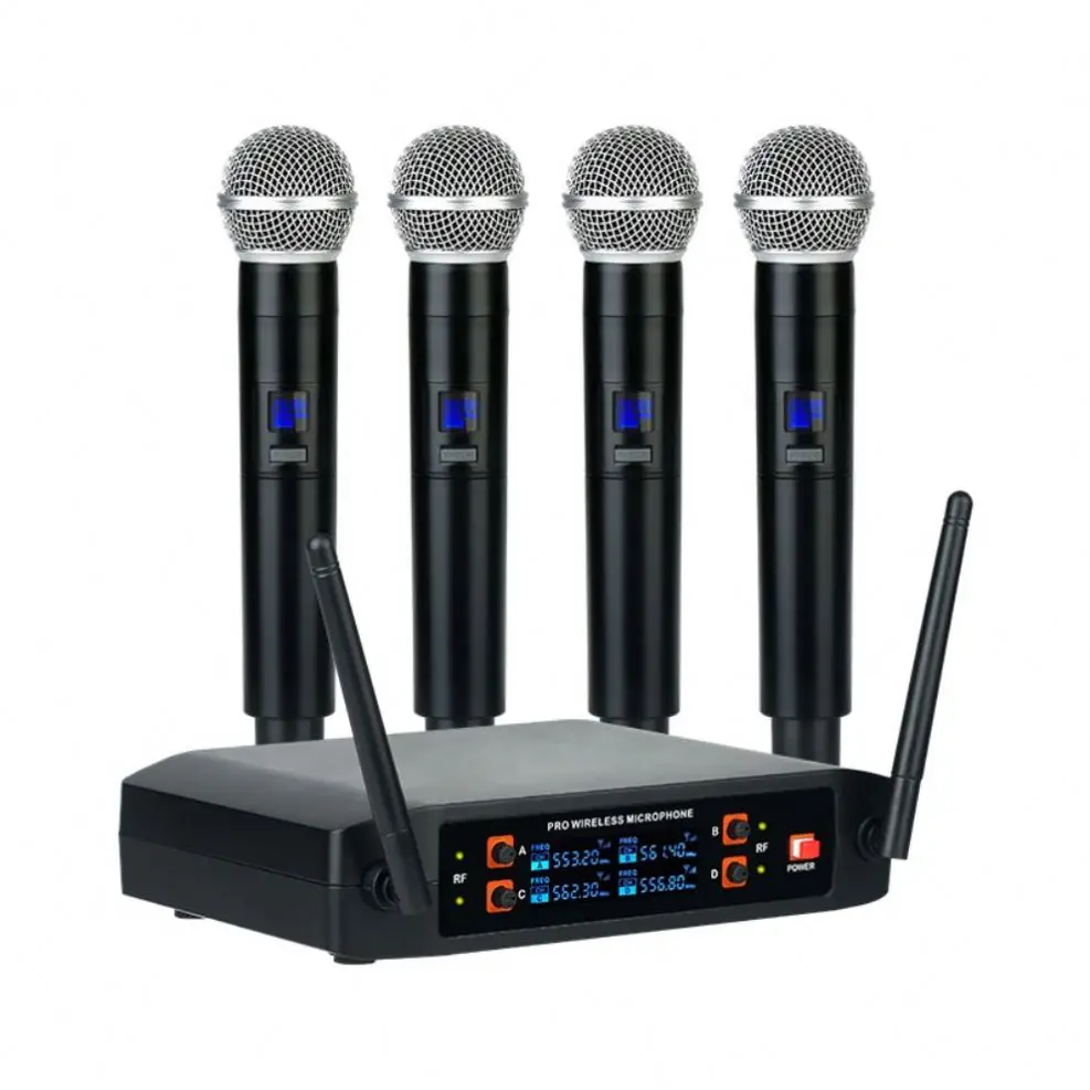 

Wireless Microphones & Systems Set Metal UHF Dual Handheld 50 Channels Professional Cordless Microphone System for DJ Karaoke