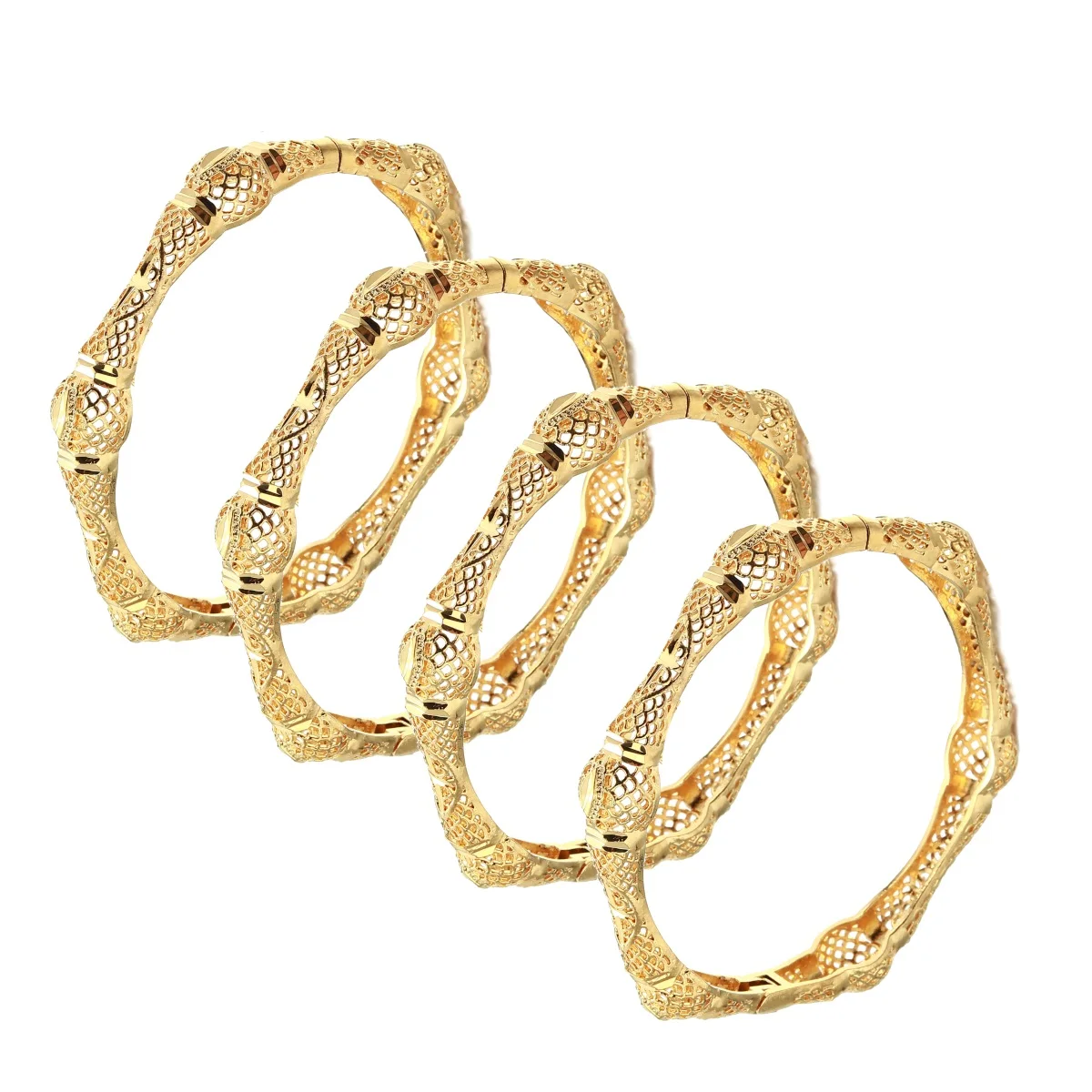 

4pcs New Arrival Bangle Dubai Jewelry Ethiopian Gold Bangles & Bracelets For Women Men