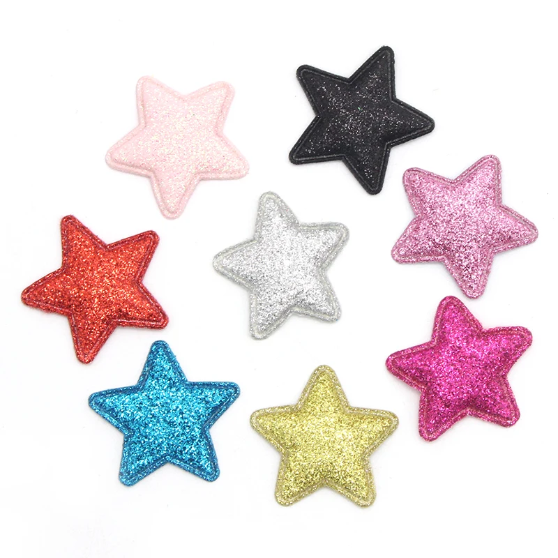 

16pcs  Mix Color Glitter Star-shaped Non-woven Patches Felt Appliques for clothes Sewing Supplies DIY Craft Materials L0701, Mixed colors
