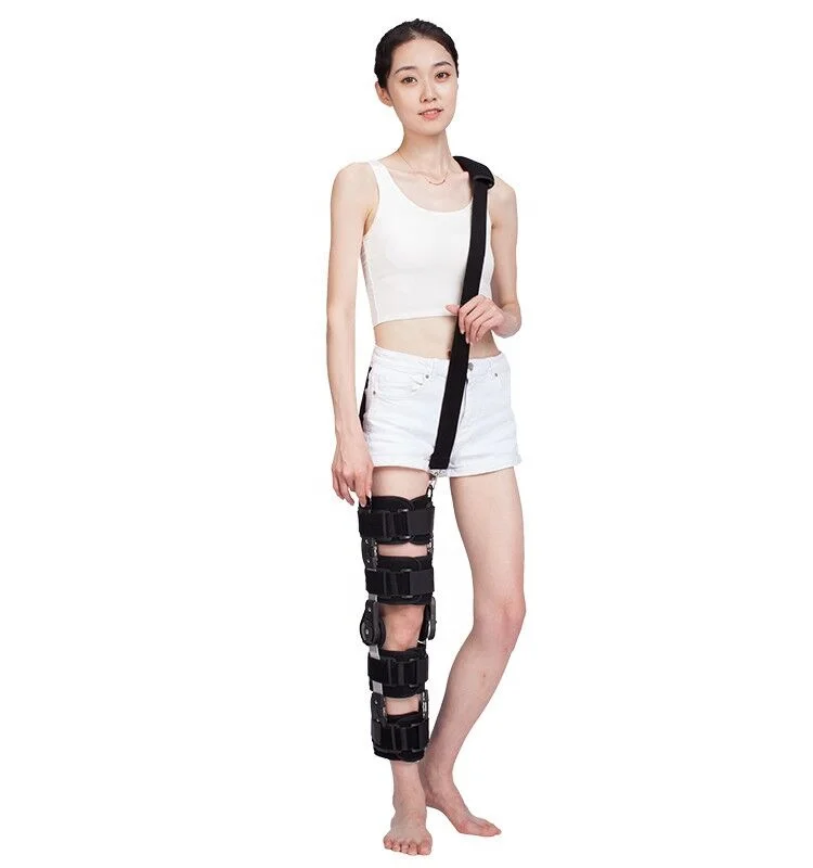 

Adjustable Medical Hinged Knee Brace with Strap Orthopedic Patella Brace Support Orthosis Knee Immobilizer, Black