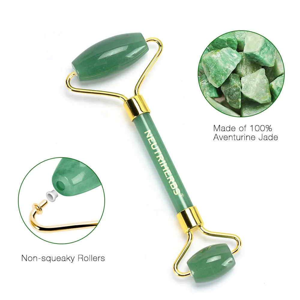 

High Quality Crystal Serum Gua Sha Scraping Tool Set Roller Jade Massagers, Green