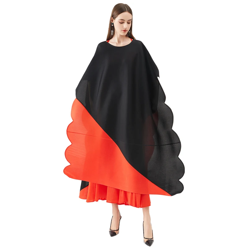 

new arrival womens luxury clothing 2021 pleat plus size Patchwork color belt two-piece set Dresses for women