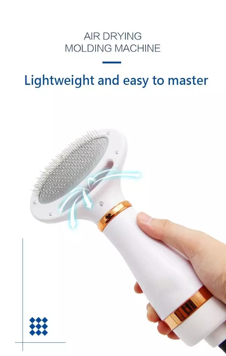 

2-in-1 Portable Pet Hair Dryer With Brush One-click Hair Removal,3 Heat Settings,low Noise Home Grooming Hair Brush, White