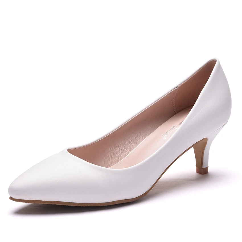 

women's low heel pumps for wedding party white bridal shoes pointed toe