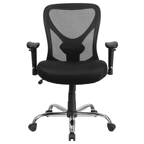 Adjustable Height Black Mesh Swivel Office Chair with Wheels