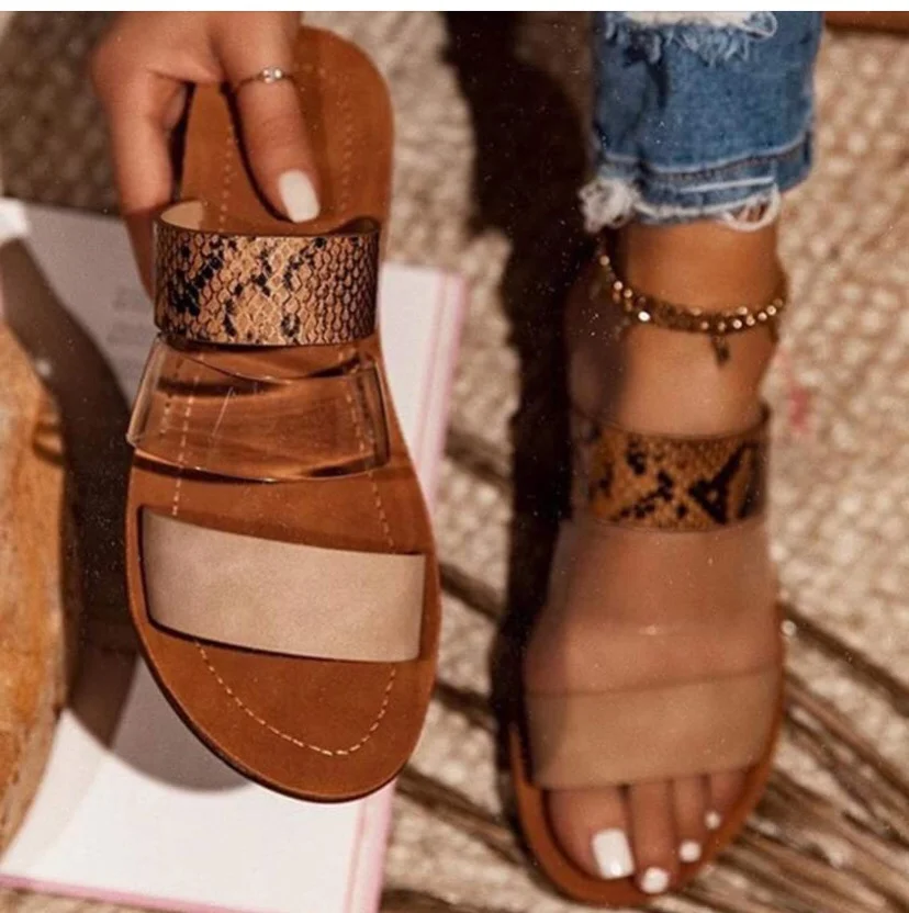 

Summer Fashion Comfortable Slides Dazzle Color Women Slippers Non-Slip Shoes women's sandals, Brown