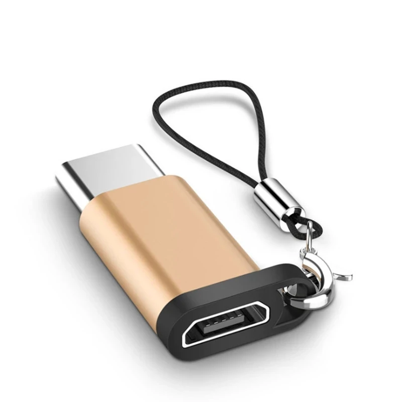 

Micro Usb To Type-c Adapter Aluminum Alloy with Chain OTG V8 Android To USB Type-c Converter Mini with Chain Easy To Carry, Black/silver/grey/rose gold/gold