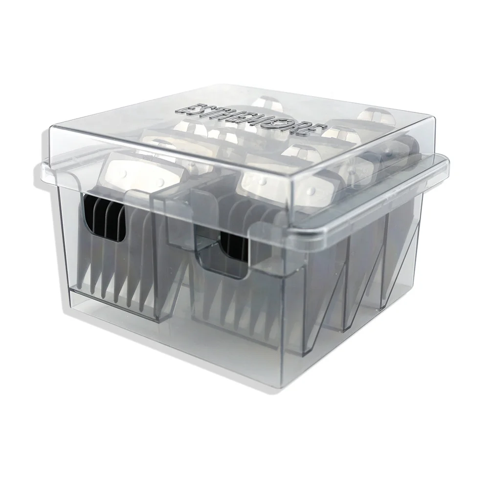 

Square Limit Comb Case Waterproof Moisture-Proof Hair Clipper Box Clear 8 Calipers Storage Box for Hair Clipper Guards