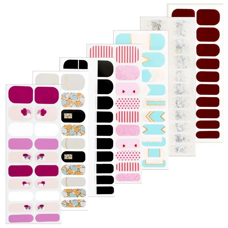 

New wholesale Nail art strips decoration supplies gel semi cured nail polish wraps