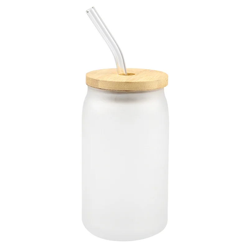 

Straw Lid Mug Coke Sublimation Blank Tumbler Shaped Canning Glass Jars Cola Shape Soda 16oz Beer Can Glass Cup