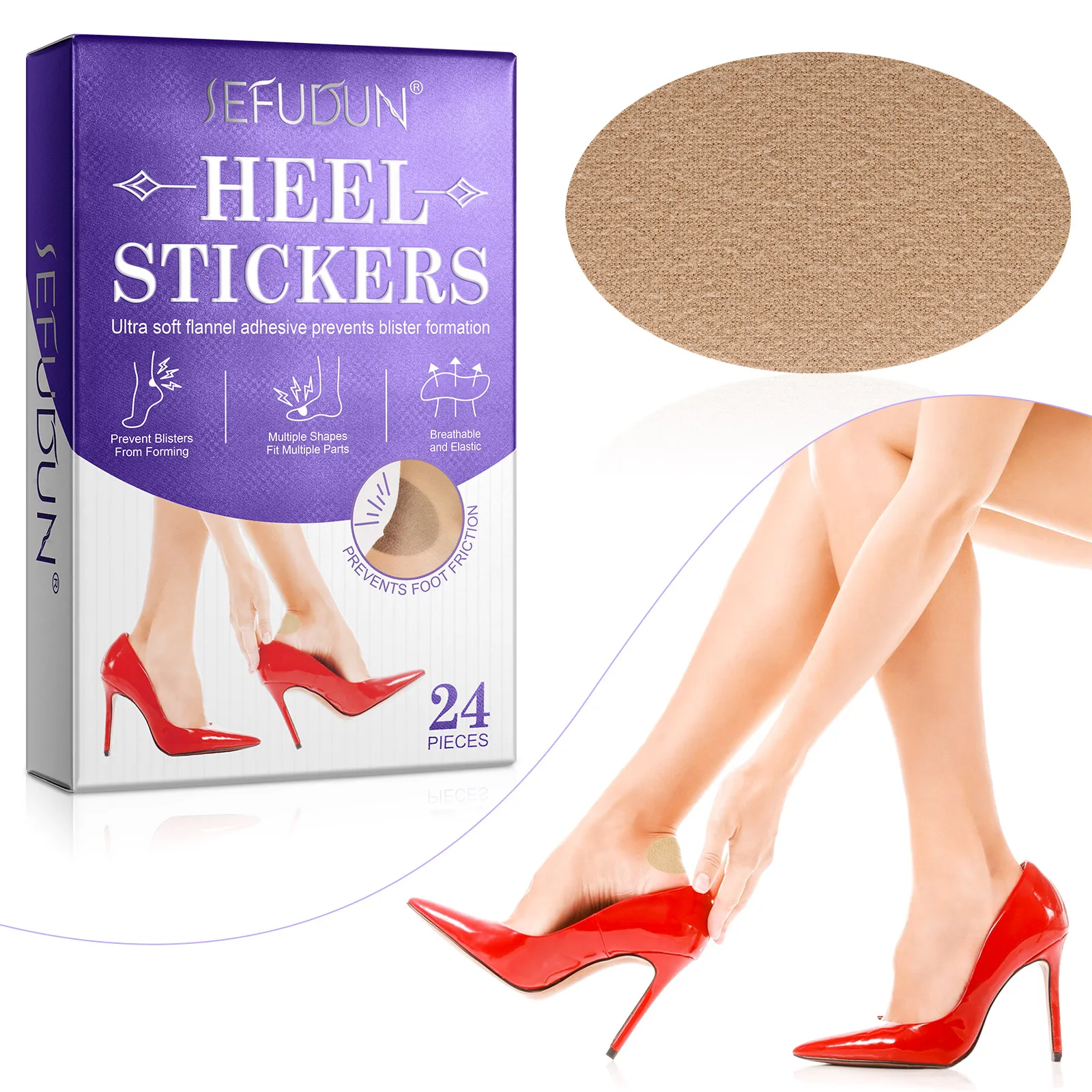 

40 Pieces Oval Moleskin Pads Knit Mole Skin Patches Heel Stickers Blister Prevention Anti-wear Heel Pads Foot Care Tape