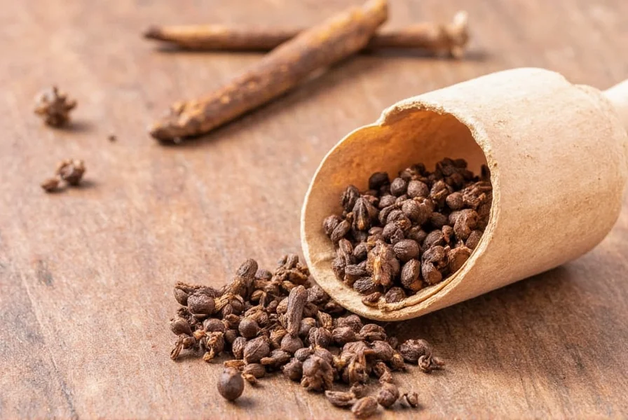 Close-up view of whole cloves and ground cloves showing their rich brown color and texture