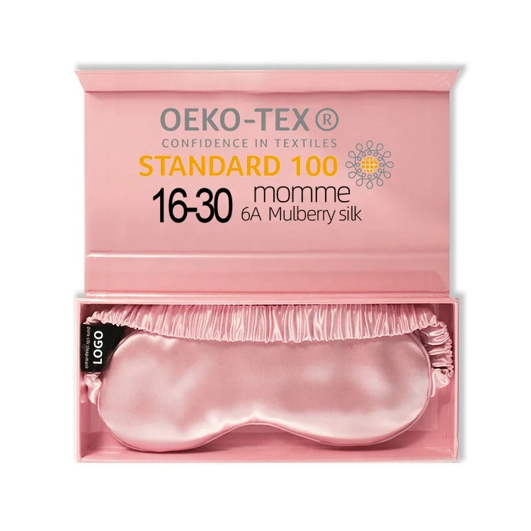 

19mm satin 100% mulberry silk sleep eye masks pink pure silk eye mask with gift box, Color optional