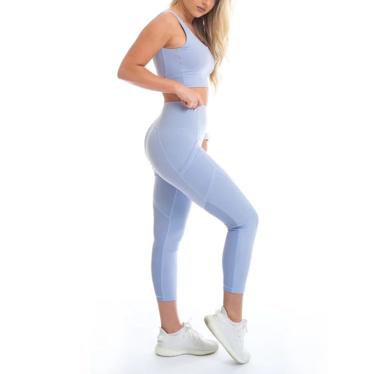 
Low MOQ custom high quality fitness compression yoga mesh set for women 