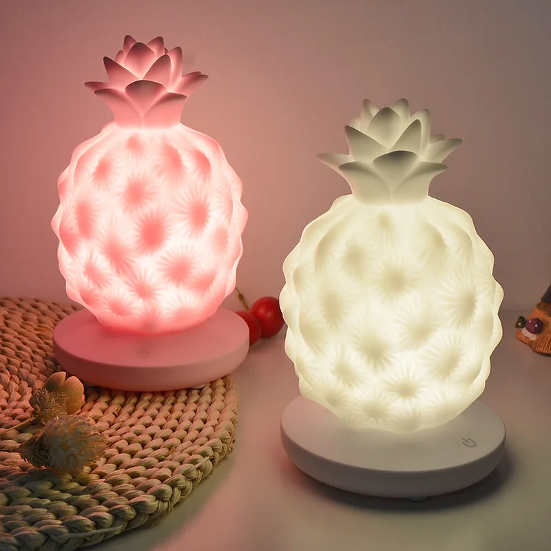

Portable Romantic Room Decoration pineapple new puppy lamp cute soft light eyes protecting night light, Pink, yellow, white