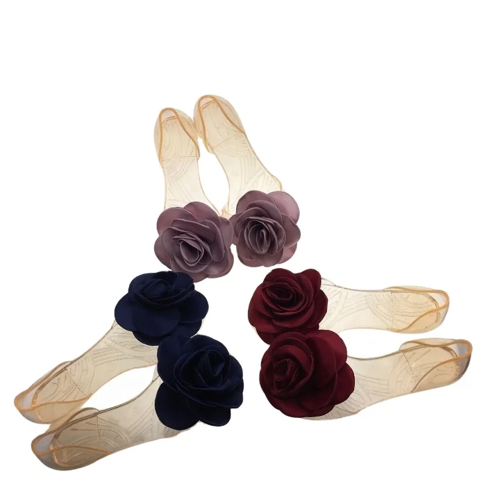 

flat sandals casual jelly shoes women with flower upper, As picture or as customer's requirest