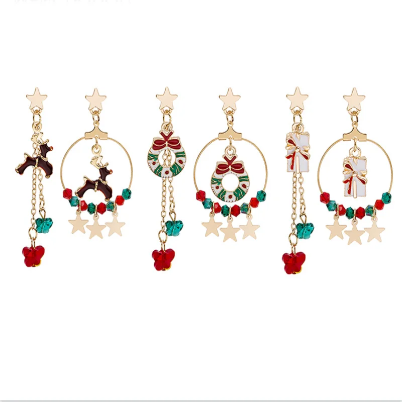 

European and American New Christmas Earrings Creative Christmas Elk Star Pendant Set Jewelry Earrings Wholesale