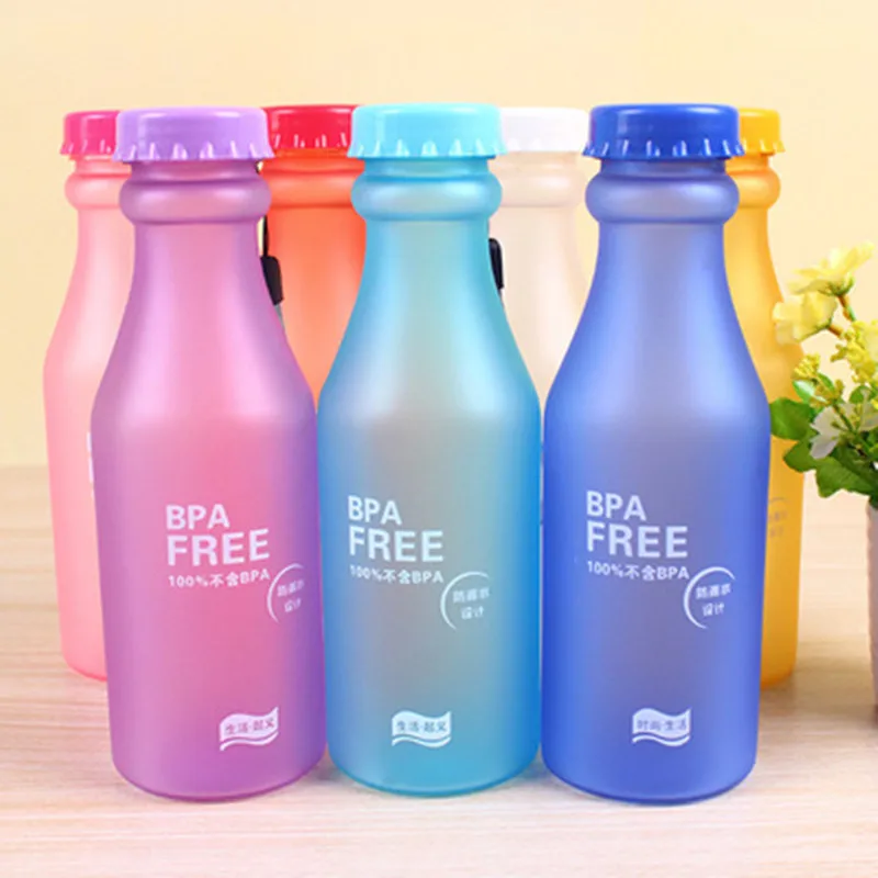 

Candy Color Plastic Party Matte Fall Resistant Drop Water Cup Sports Bottle For Travel Camping Accessories