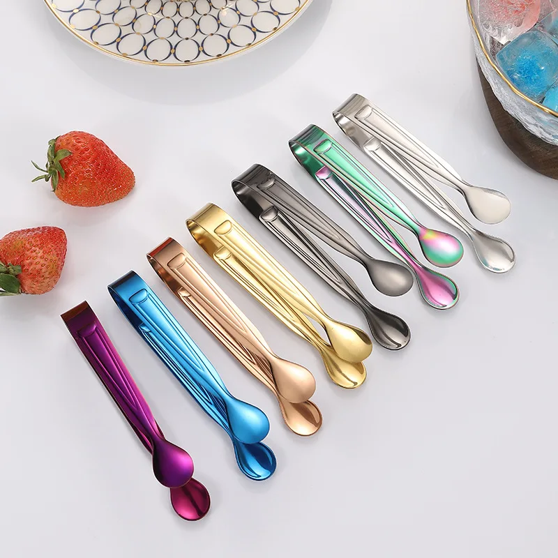 

Small Ice cube Tong Stainless steel Tongs, Silver/gold/rose gold/black/blue/purple/rainbow