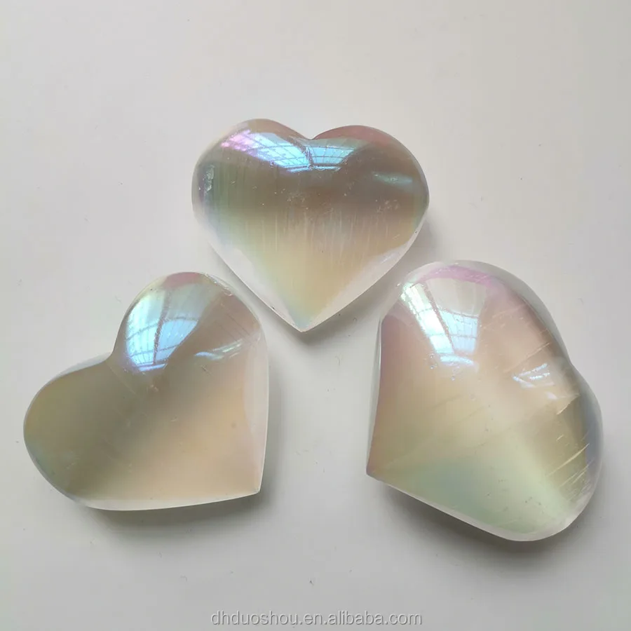 Natural Rose Quartz Crystal Carved Heart Shaped Love Palm Healing Gemstone US 2H