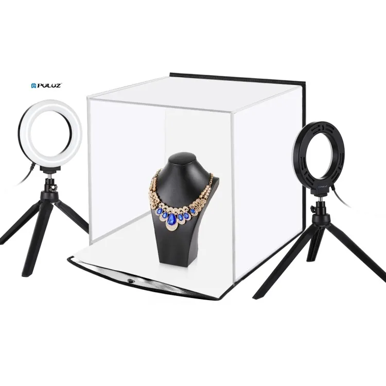 

New Stock PULUZ 30cm Portable Photo Lighting Studio Accessories Set Photography Light Box Kit with 6 Colors Backdrops, Black