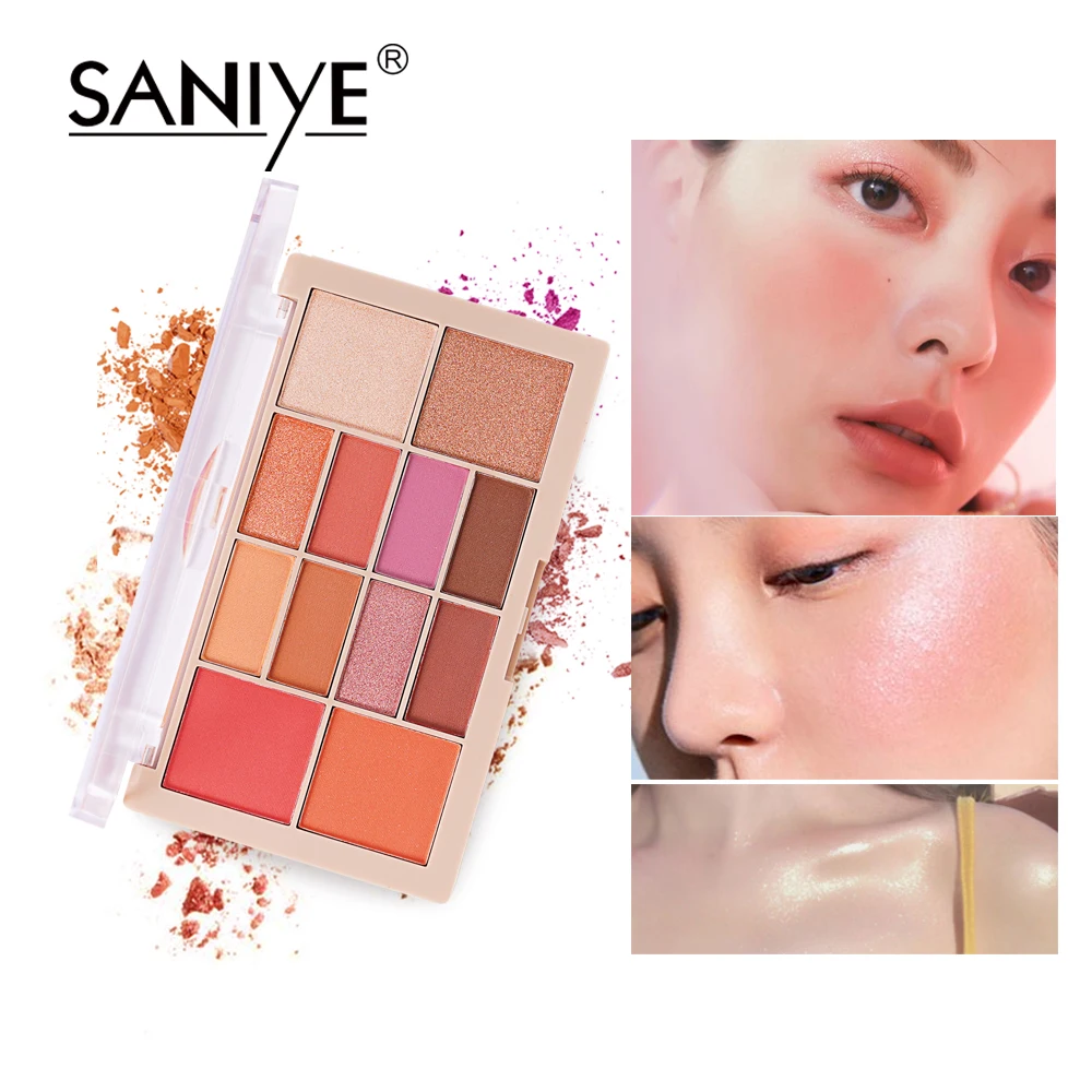 

Saniye multifunctionl 4 in 1 contour blush highlighter eyeshadow palette wholesale customize cosmetics makeup mixing palette