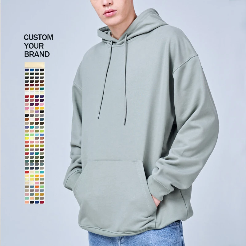 

High Quality Blank Unbranded Logo Cotton Fleece Sweatshirt Custom Brown Pullover Oversize Men Hoodies, Multi colors/custom