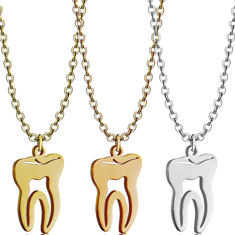 

Doctor Dentist Tooth Gold Plated Jewelry Stainless Steel Necklace