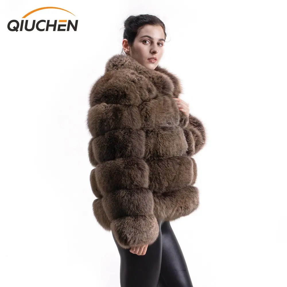 

QIUCHEN- QC8139 new arrival hot sale plus size real fox fur coat jacket women