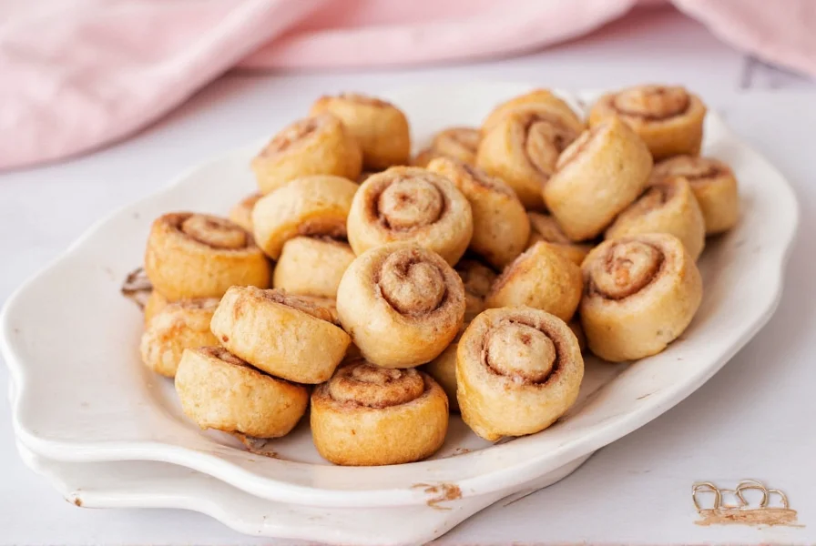 Professional baker measuring mini cinnamon roll dough portions with cookie scoop on floured surface