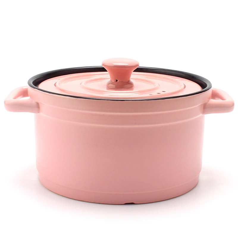 

chinese pink large capacity ceramic cooking pots for kitchen multipurpose usage, Customized color