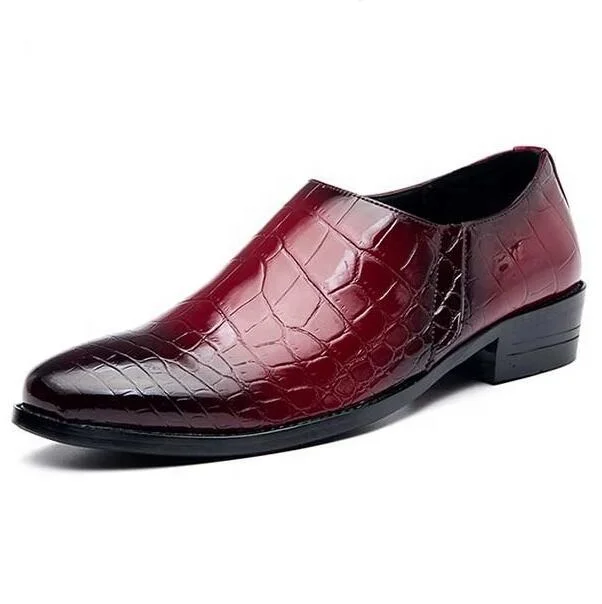 

Retro pattern men's leather shoes 2021 spring casual artificial leather shoes low-heel fashion work men's shoes non-slip rubber, Shiny black matte black