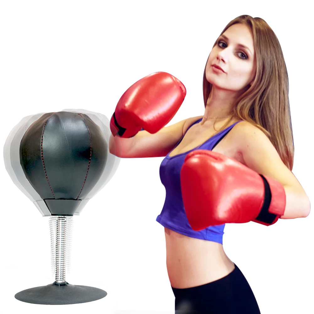 

2 In 1 Boxing Training Set Boxing Gloves Desktop Boxing Speed Reflex Training Ball With Spinning Spar Bar, Red /black