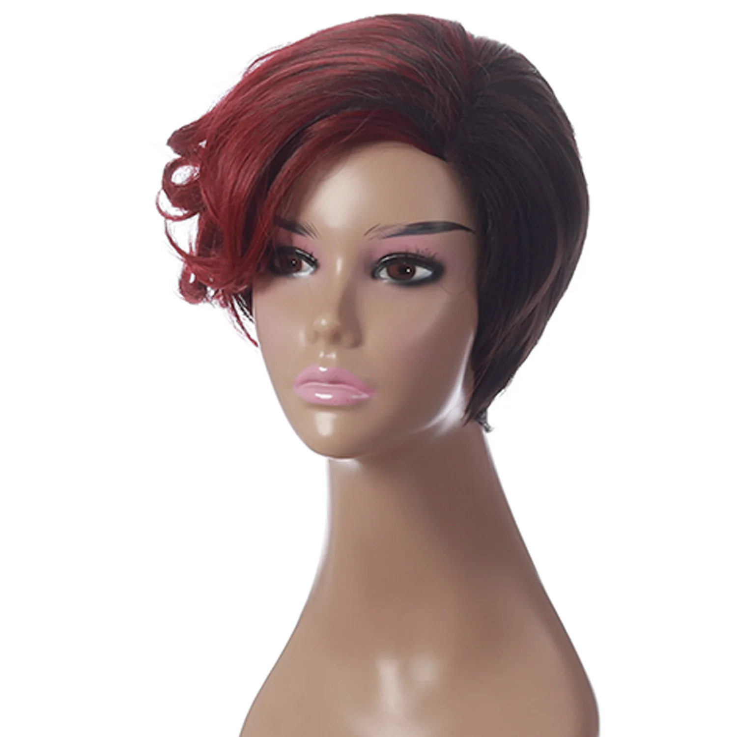 

10 Inch Rose Intranet Women's Highlight Straight Pixie Wigs Synthetic