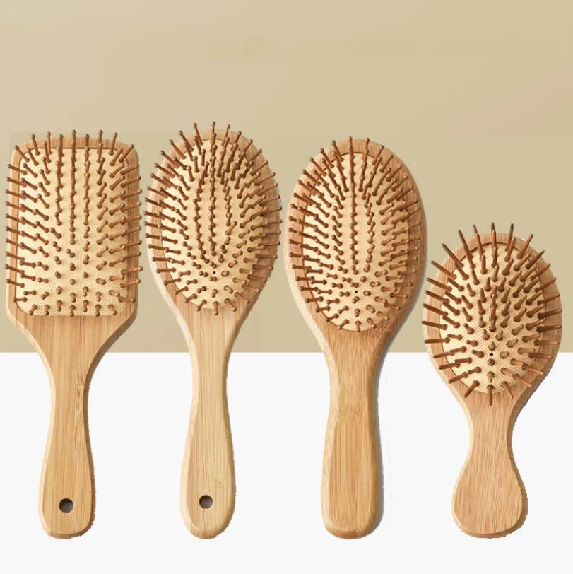

Eco friendly Bamboo Massage Scalp Airbag Cushion Brush Comb Custom Bamboo Paddle Brush Hairbrush Detangling Hair Brush