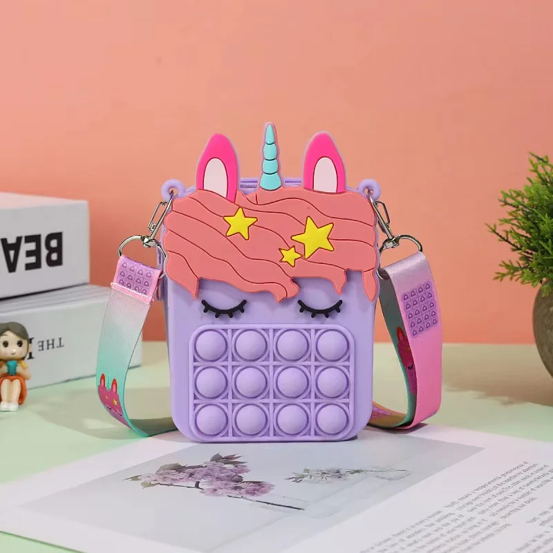 

New kid jelly Cute Unicorn Shoulder Bag Silicone Children's kids mini bags jelly