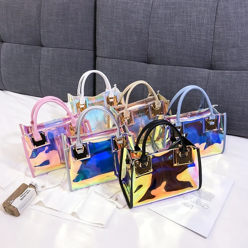 

fashion clear purses ladies shoulder bags laser handbags for women
