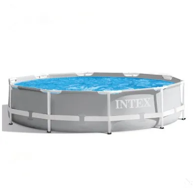 

Inflatable Portable Metal Frame Outdoor Above Ground Circle Foldable Camping Swimming Pool For Family, Grey