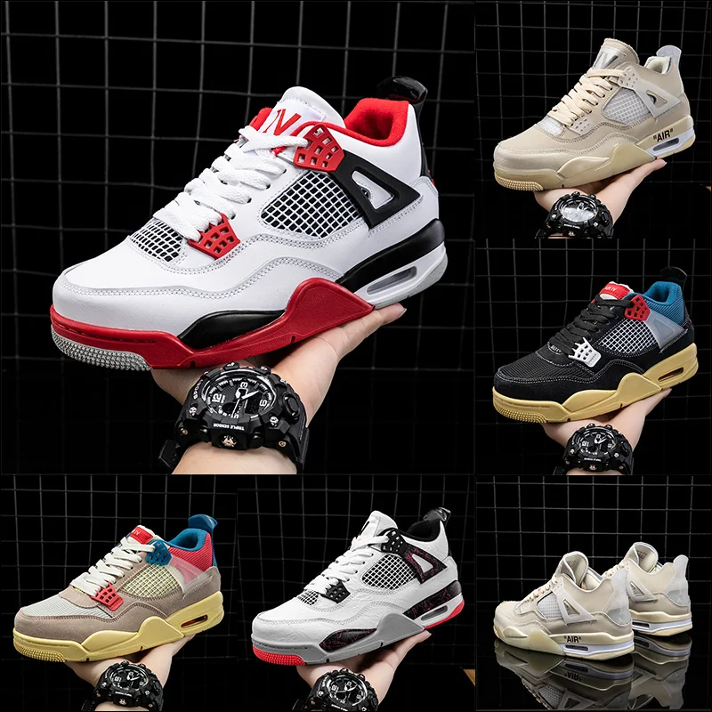 

2022 New Designs Brand Logo Customized High Quality Air 4 Men Women Basketball Shoes, White,blue,red
