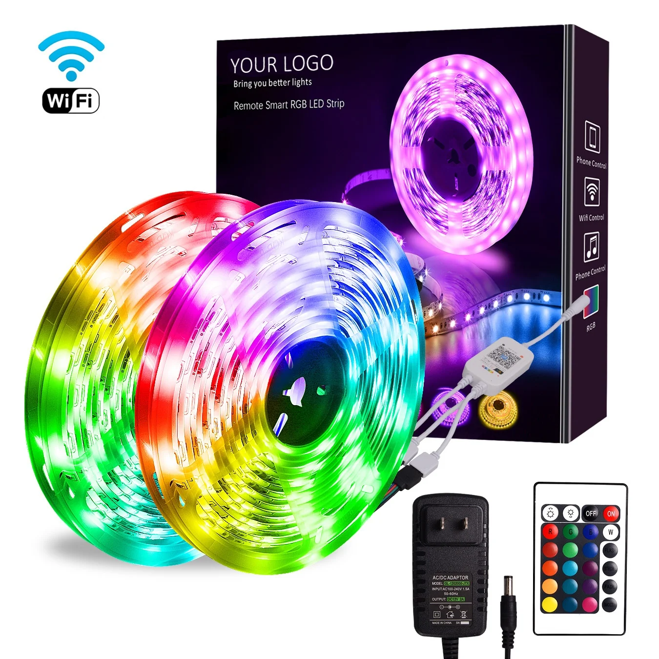 

32.8ft 10m 5050 RGB LED Light Strip Work with Alexa, Google Home, Smart Phone Control Smart RGB LED Strip with remote control