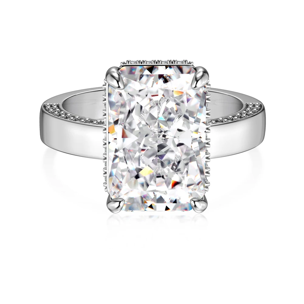 Dylam Luxury Fine Jewelry Diamond S925 Silver Square Yellow Cubic Zircon Ring Wholesale Price Wedding Engagement Rings for Women